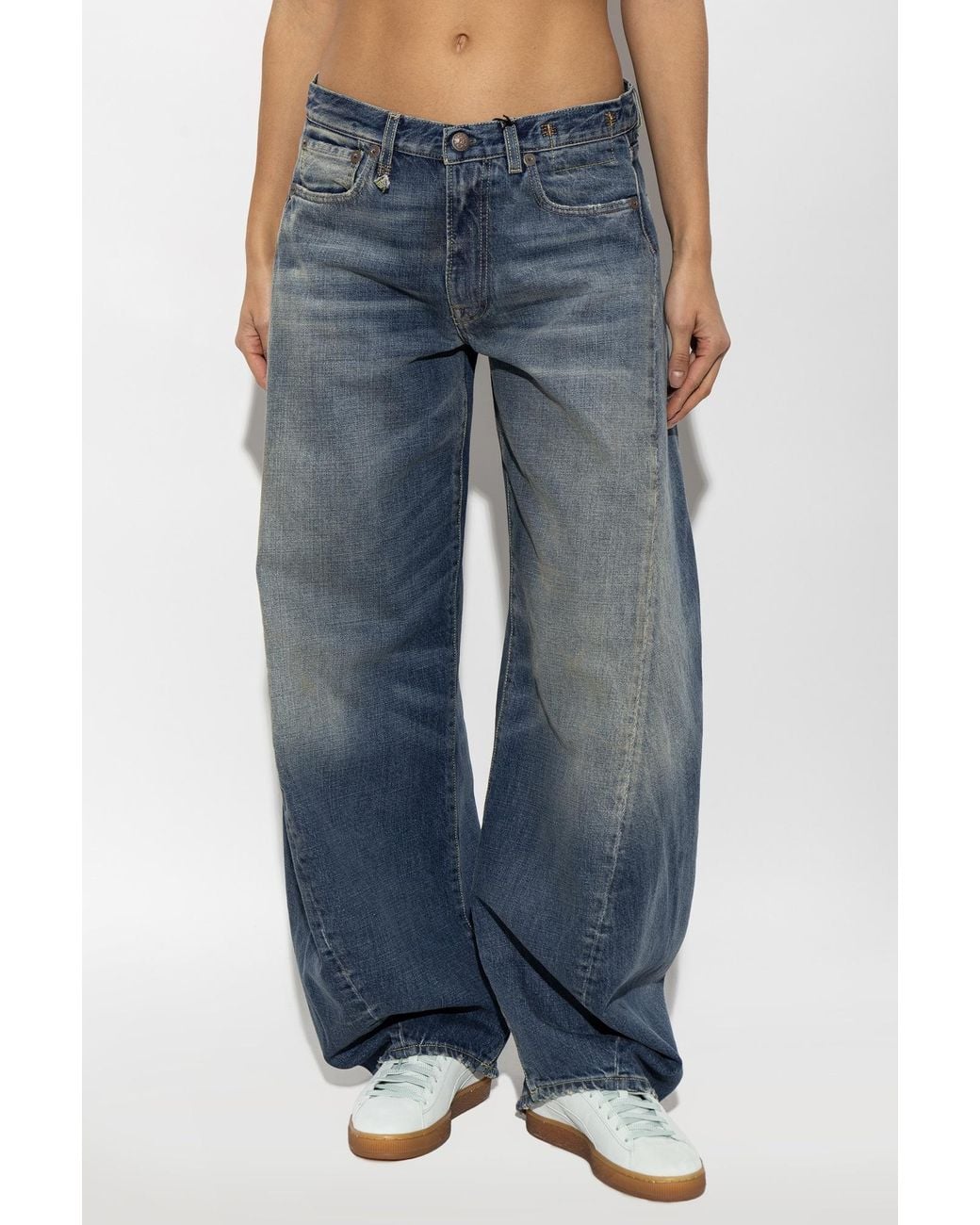 R13 Blue Faded Wide-Leg Jeans
