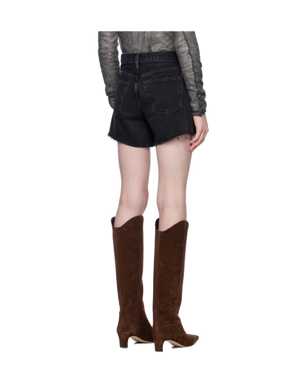 Agolde Black High Waist Denim Shorts