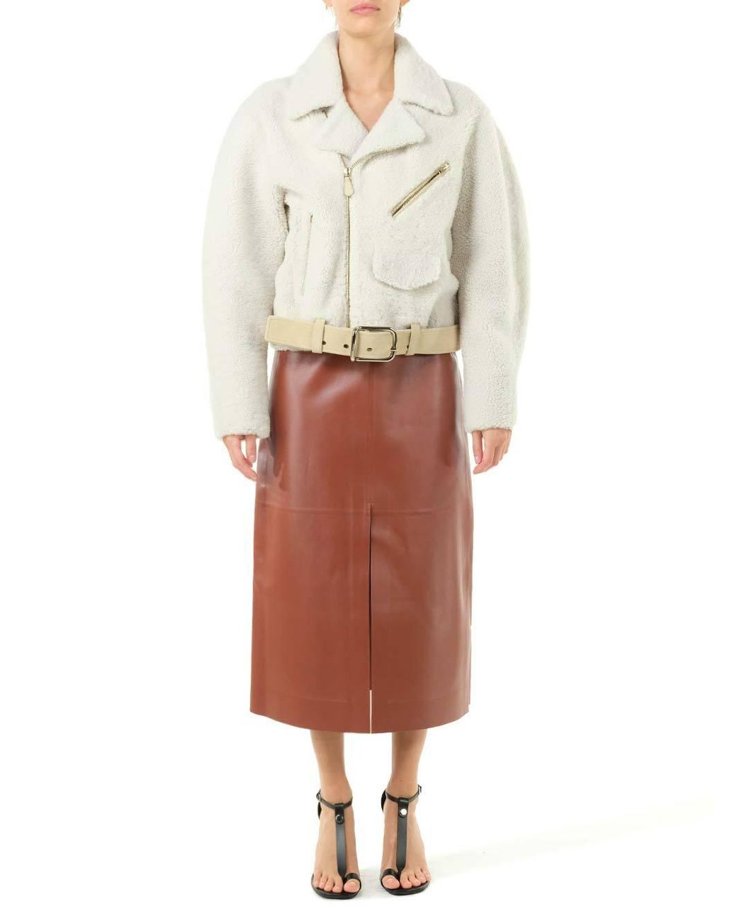 Chloé Gray Shearling Biker Jacket