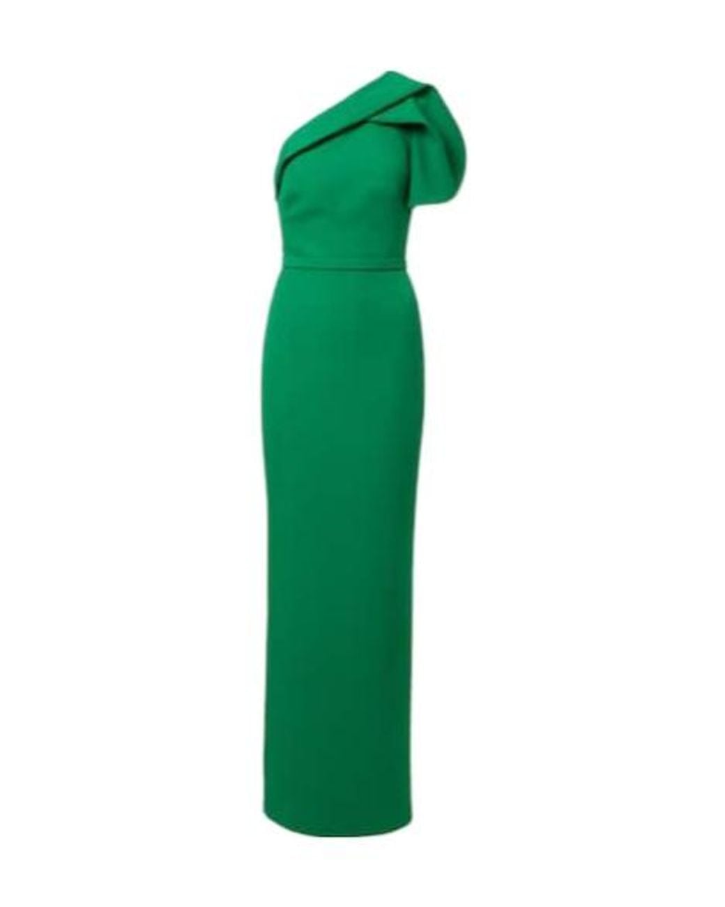 Safiyaa Green One-Shoulder Crepe Gown