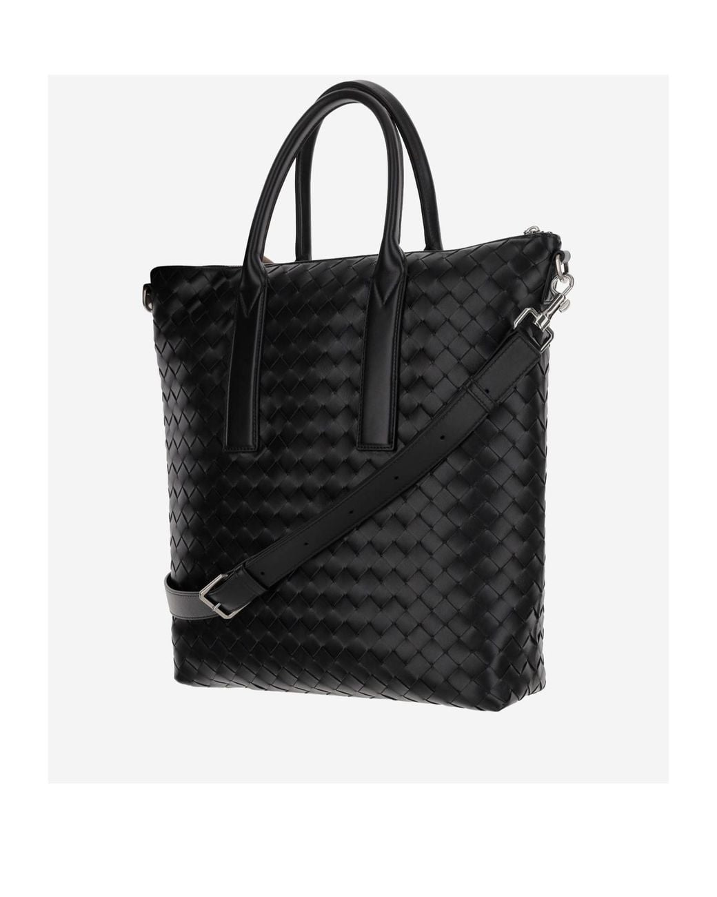 Bottega Veneta Black Intrecciato Zipped North-South Tote Bag for men
