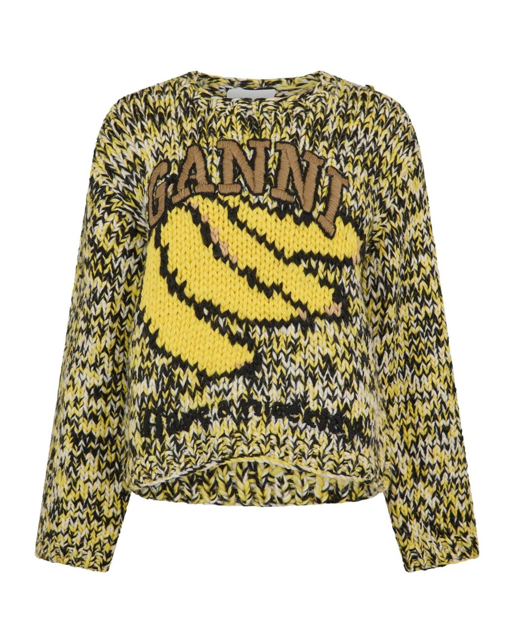 Ganni Yellow Crew Neck Knitted Top
