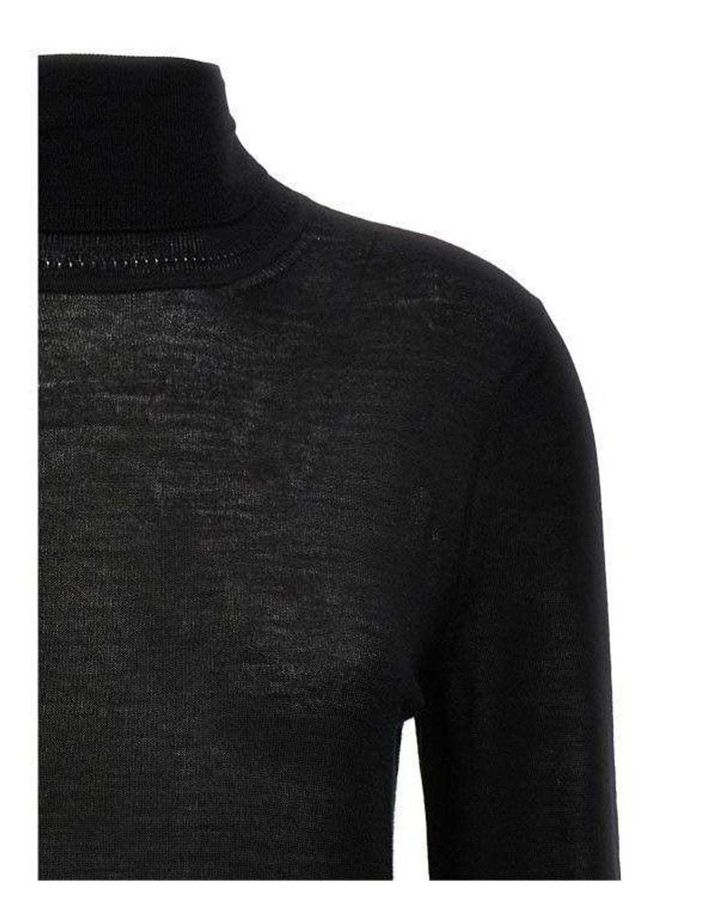 Saint Laurent Black Cassandre Turtleneck Long-Sleeved Jumper