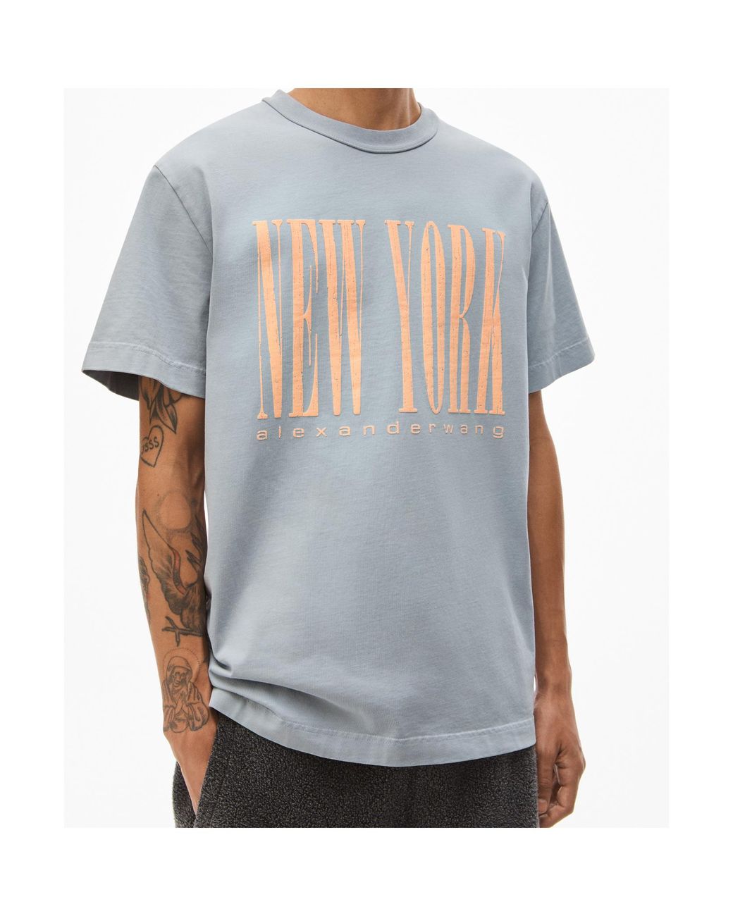 Alexander Wang Gray Graphic Printed Crewneck T-Shirt