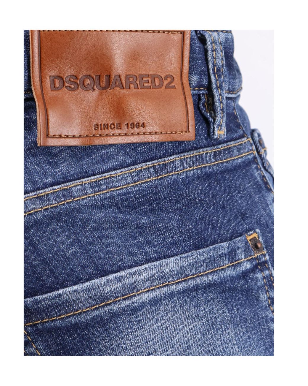 DSquared² Blue Logo-Patch Distressed Jeans for men