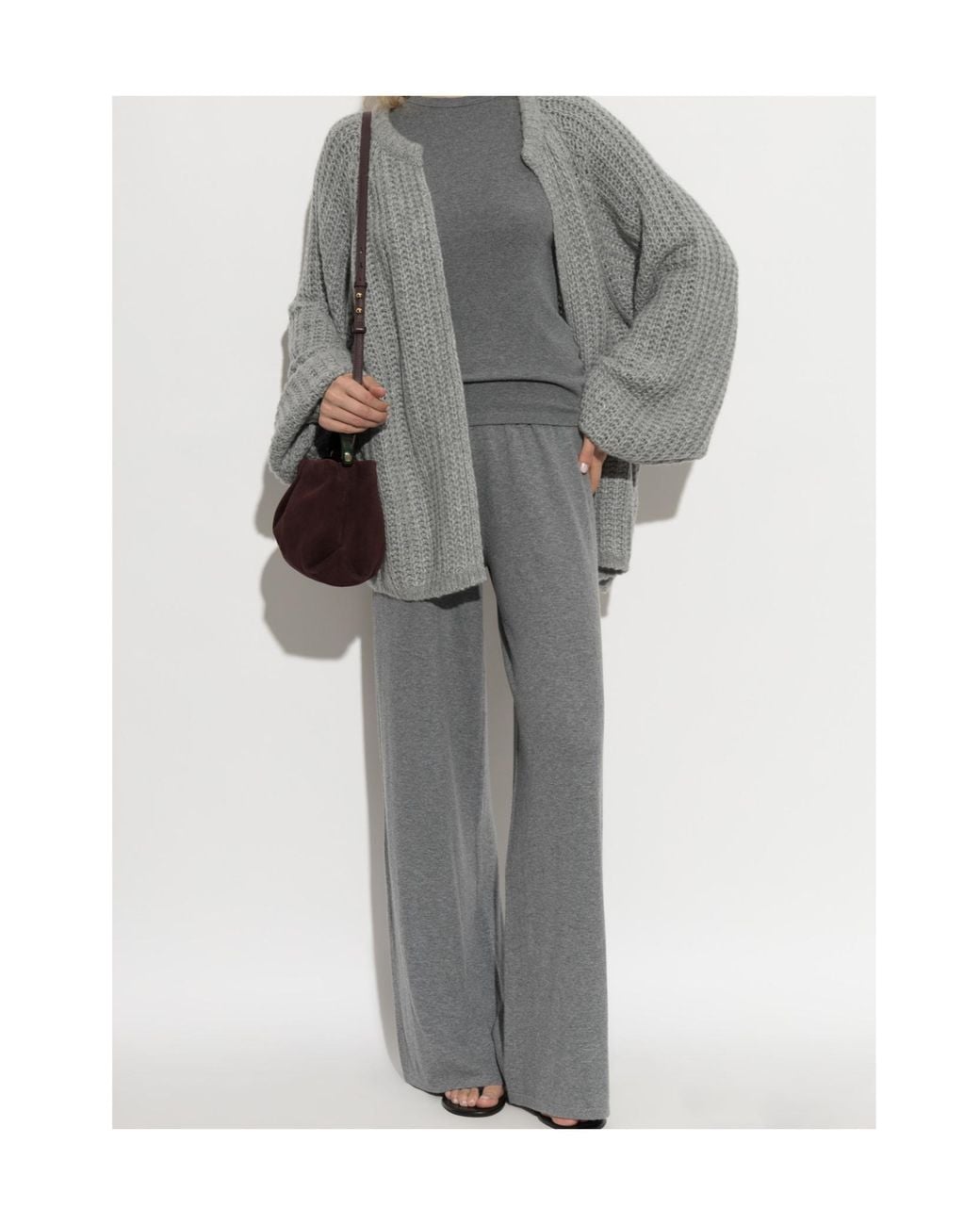 Lisa Yang Gray Thena Textured Knit Cardigan