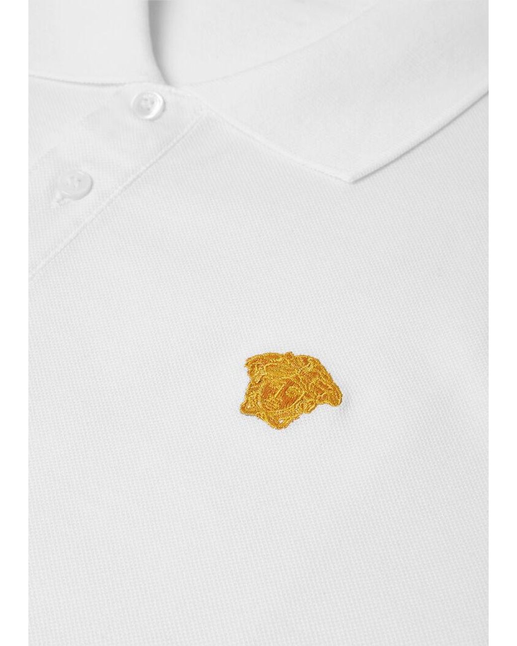 Versace White Medusa Logo Embroidered Short-Sleeved Polo Shirt for men