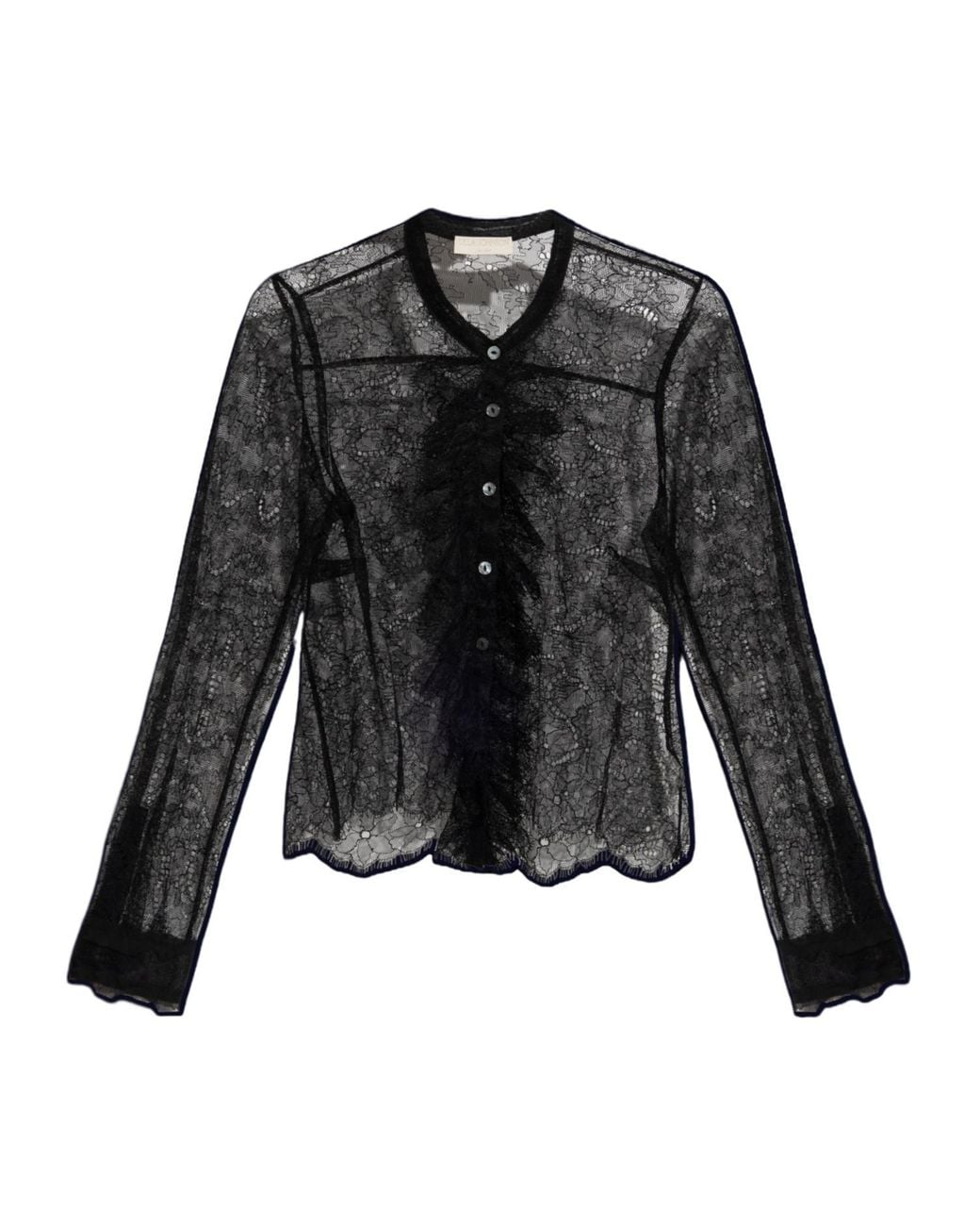 Ulla Johnson Black Lace Button-Front Blouse