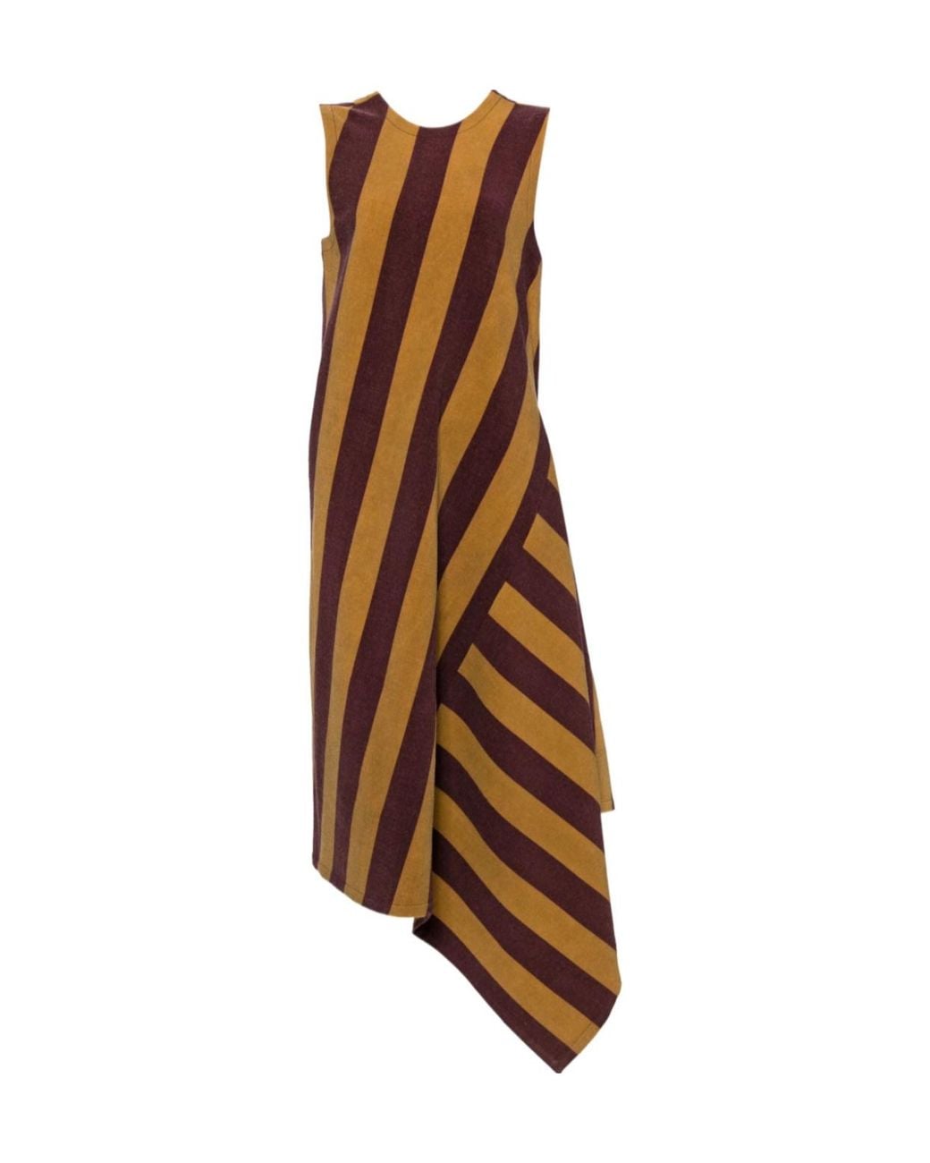 Uma Wang Brown Striped Asymmetric Dress