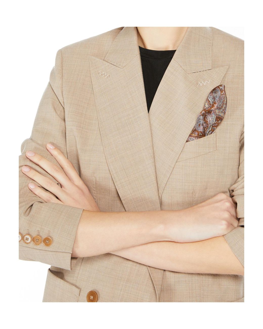 Max Mara Natural Corfu Double-Breasted Long-Sleeved Jacket