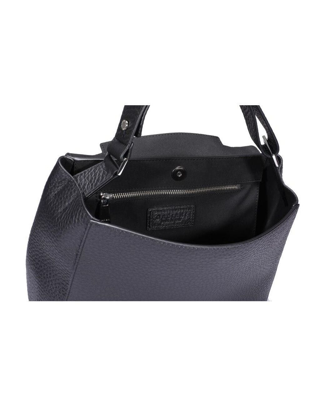 Orciani Black Sveva Logo Lettering Medium Shoulder Bag