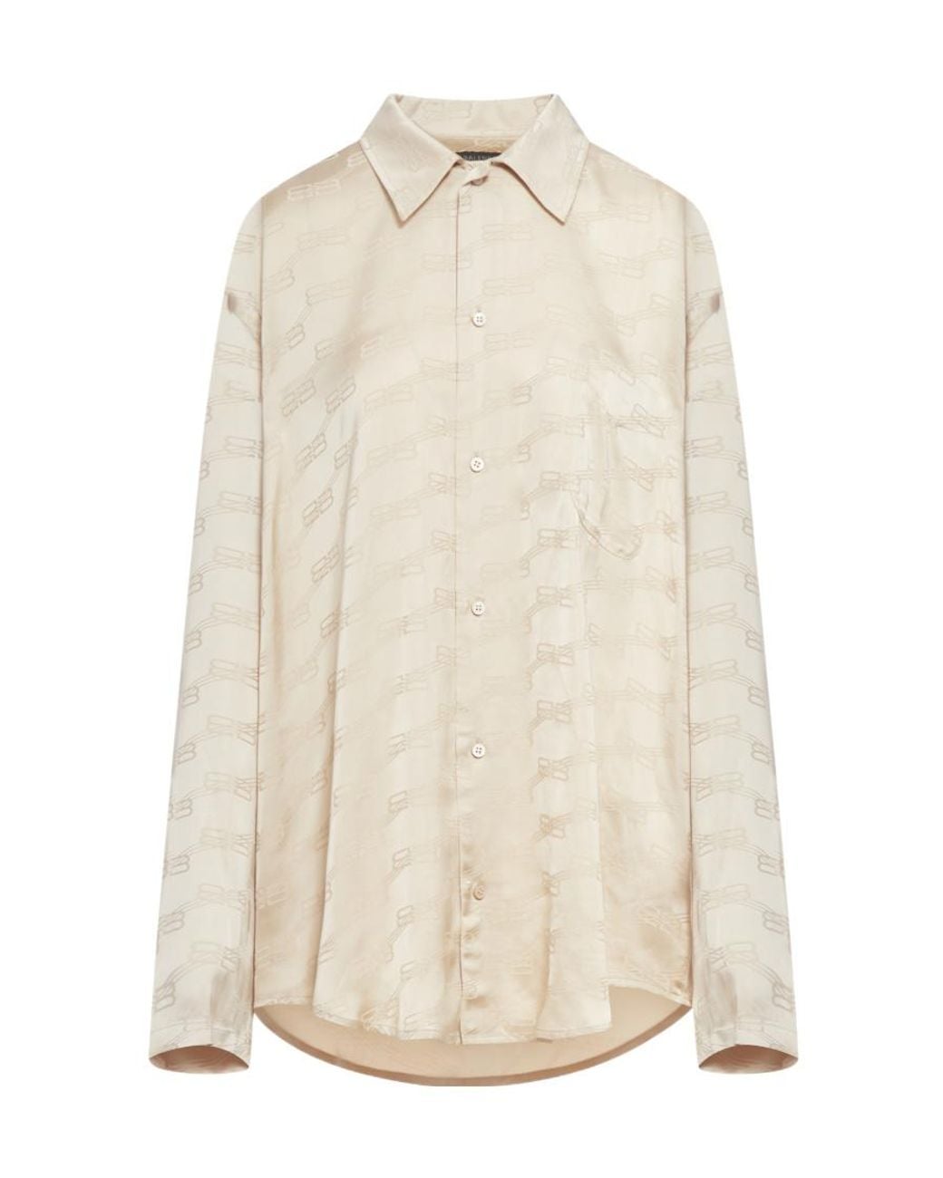 Balenciaga White Logo Monogram Collared Long-Sleeve Shirt