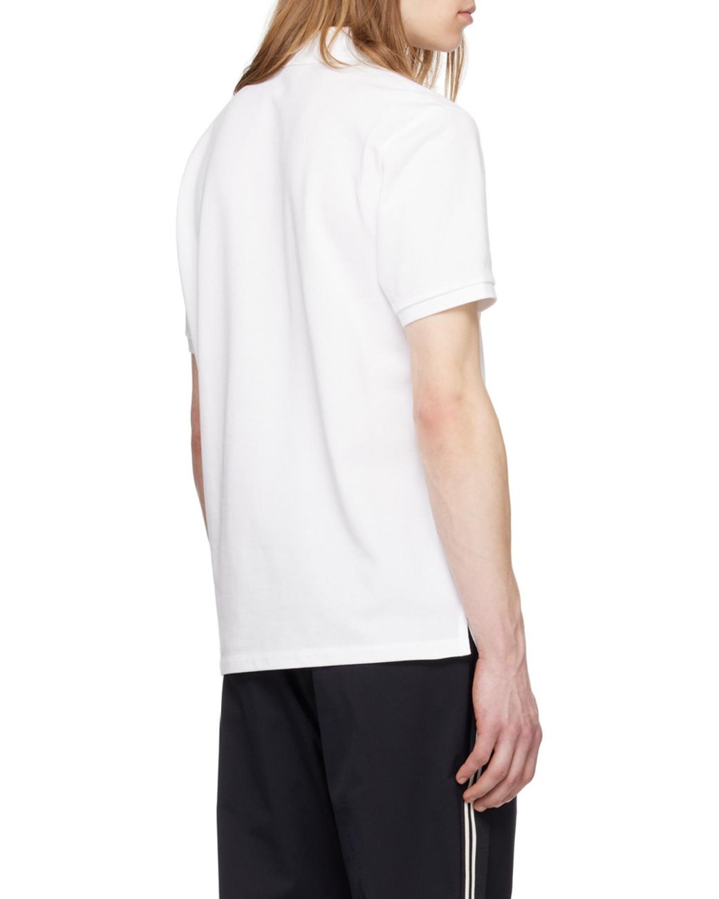 Moncler White Logo Motif Polo Shirt for men