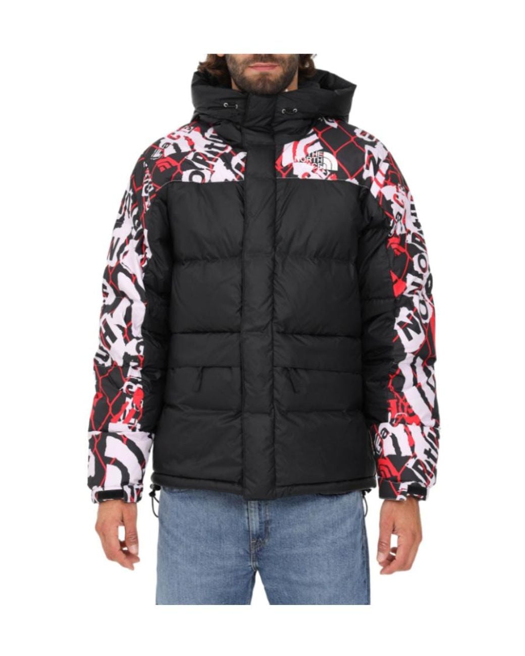 The North Face Black Printed Hooded Down Jacket for men