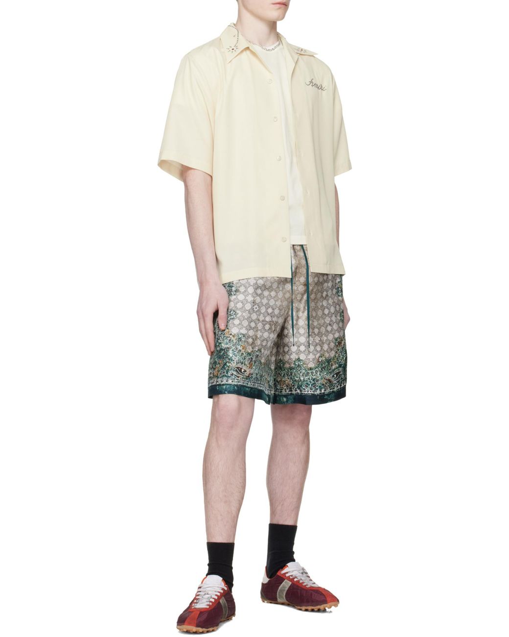 Amiri Gray All-Over Printed Drawstring Shorts for men