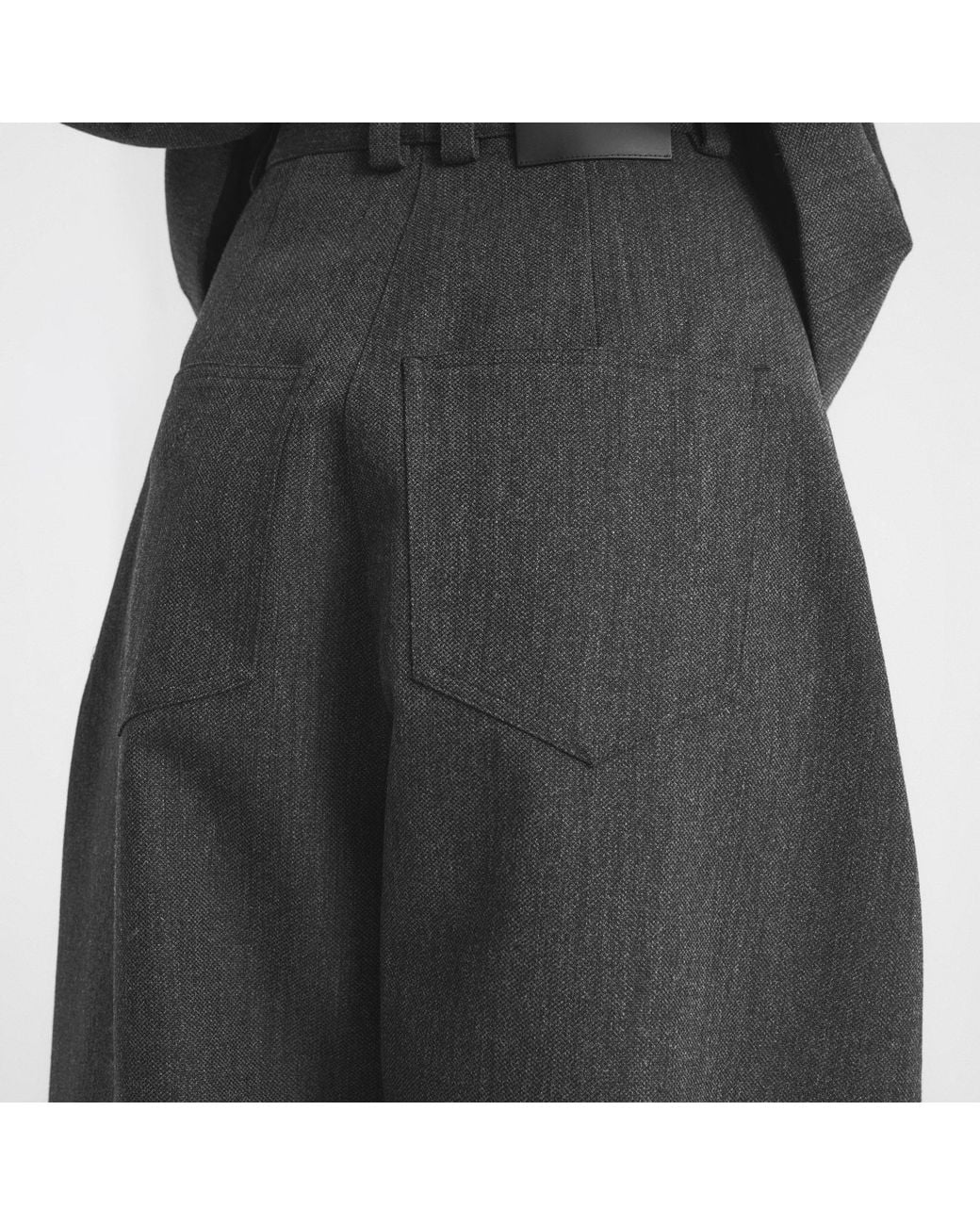 Balenciaga Gray Thin-Striped Curved Wide-Leg Pants