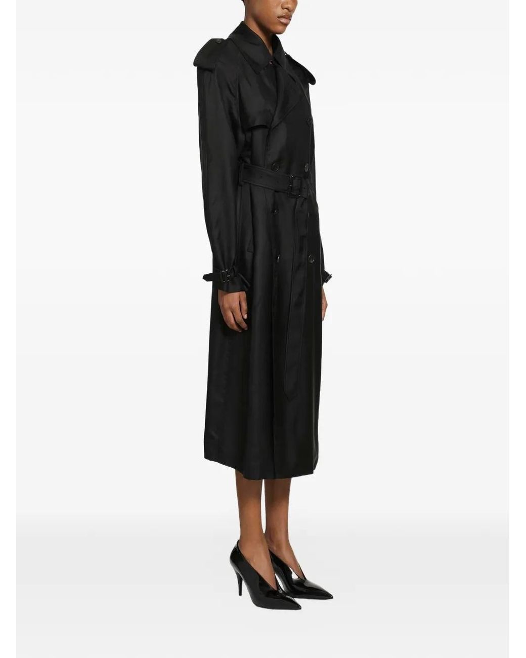 Saint Laurent Black Silk Trench Coat