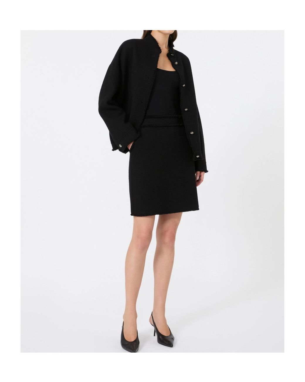 Max Mara Black Double Jersey Wool Bomber Jacket