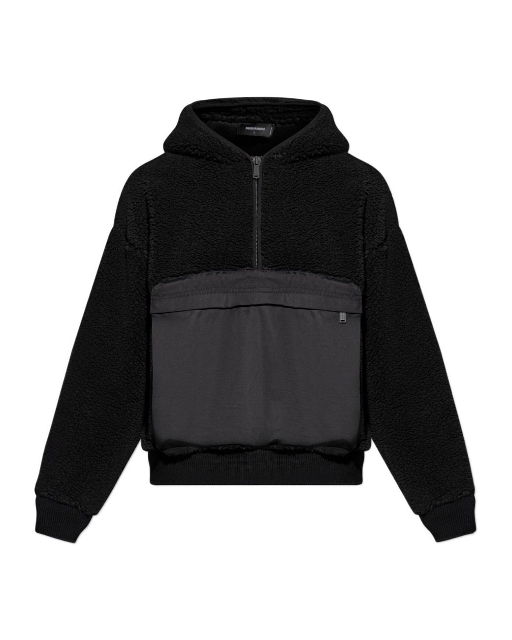 DSquared² Black Half-Zip Fleece Hoodie for men