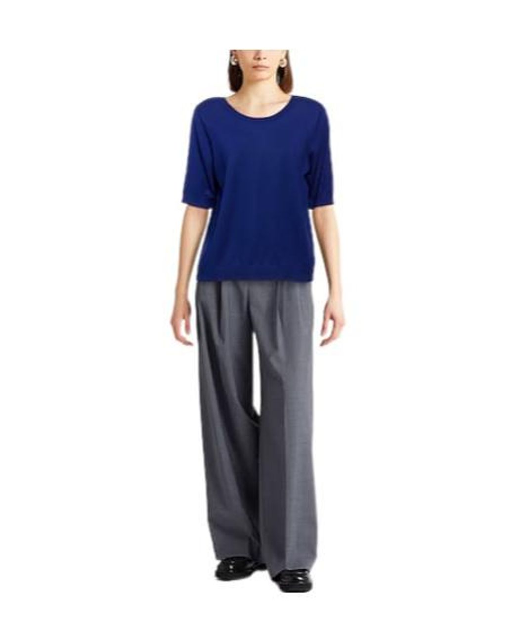 Max Mara Blue Short-Sleeve Knit Sweater