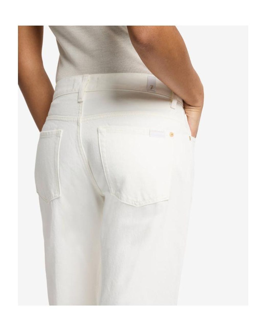 7 For All Mankind White Slim Illusion Twisted Seam Spencer Flare