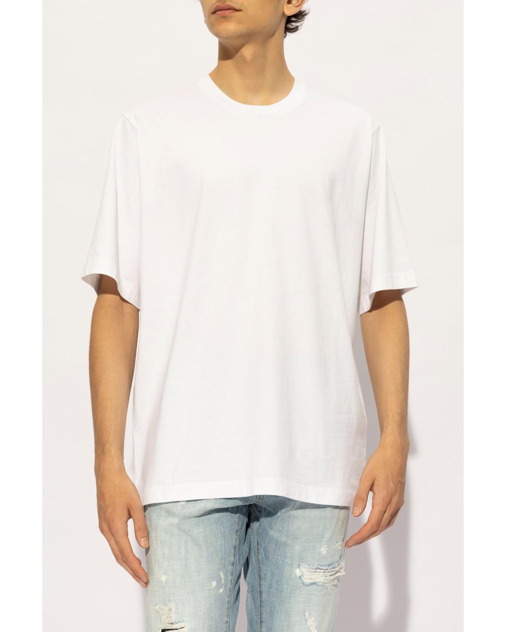 DSquared² White Logo Printed Crewneck T-Shirt for men