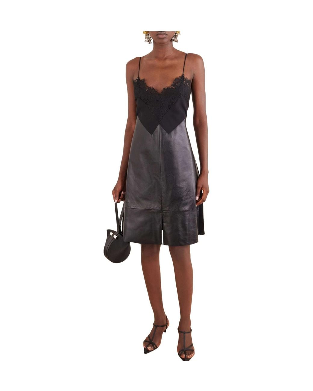 Sharon Wauchob Black Jersey And Leather Midi Dress