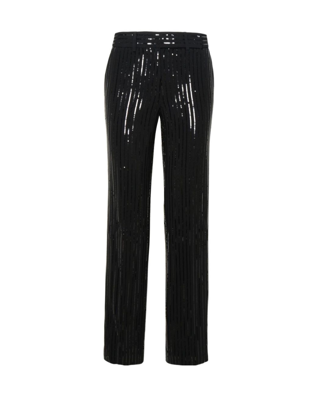 MICHAEL Michael Kors Black Pinstripe Sequined Straight-Leg Pants