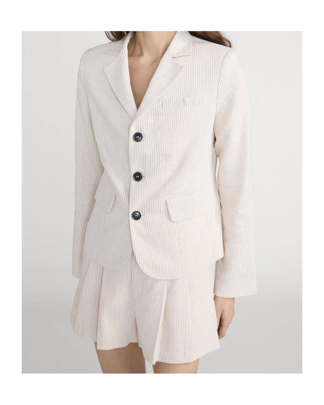 FRAME White The Striped Smart Blazer