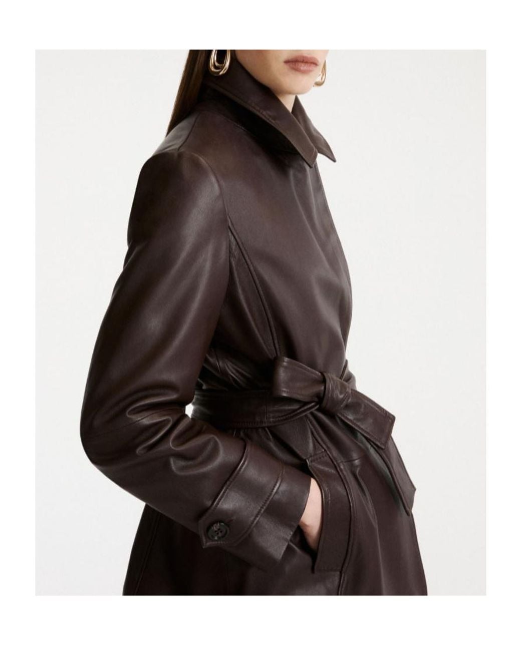 Marella Black Nappa Leather Trench Coat
