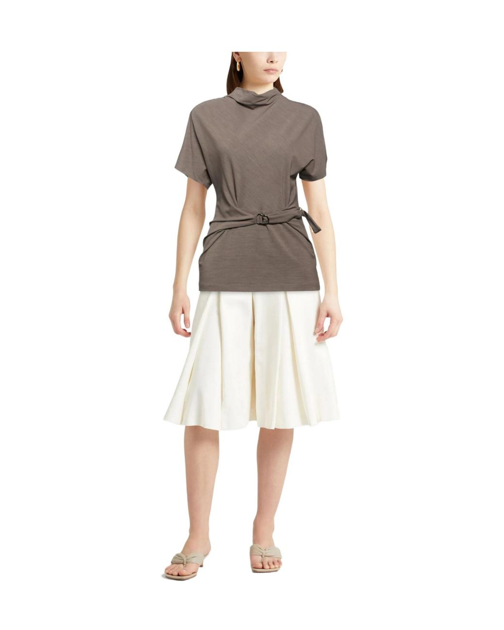 Brunello Cucinelli Gray Taupe T-Shirt Wool, Viscose, Elastane