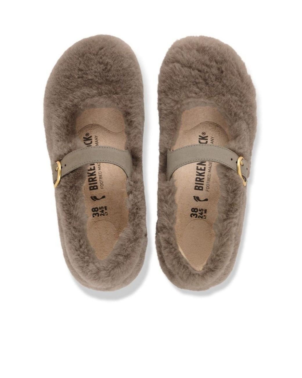 Birkenstock Brown Furry Buckled Clogs