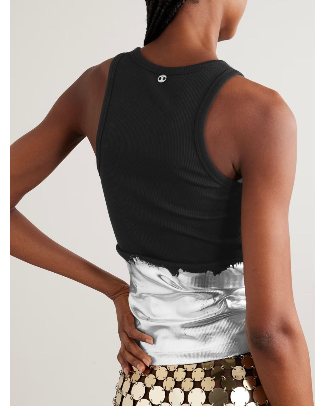 Rabanne Black Rabanne Metallic Printed Sleeveless Top