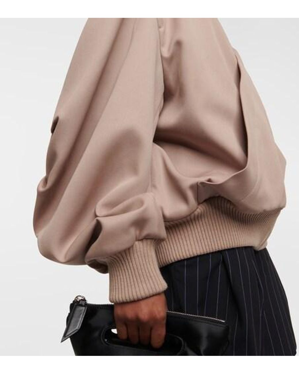 The Attico Natural Bomber Wool Gabardine Jacket