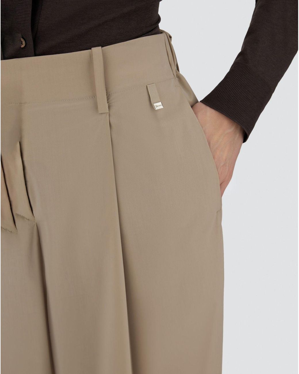 Herno Natural Pleated Wide Leg Trousers