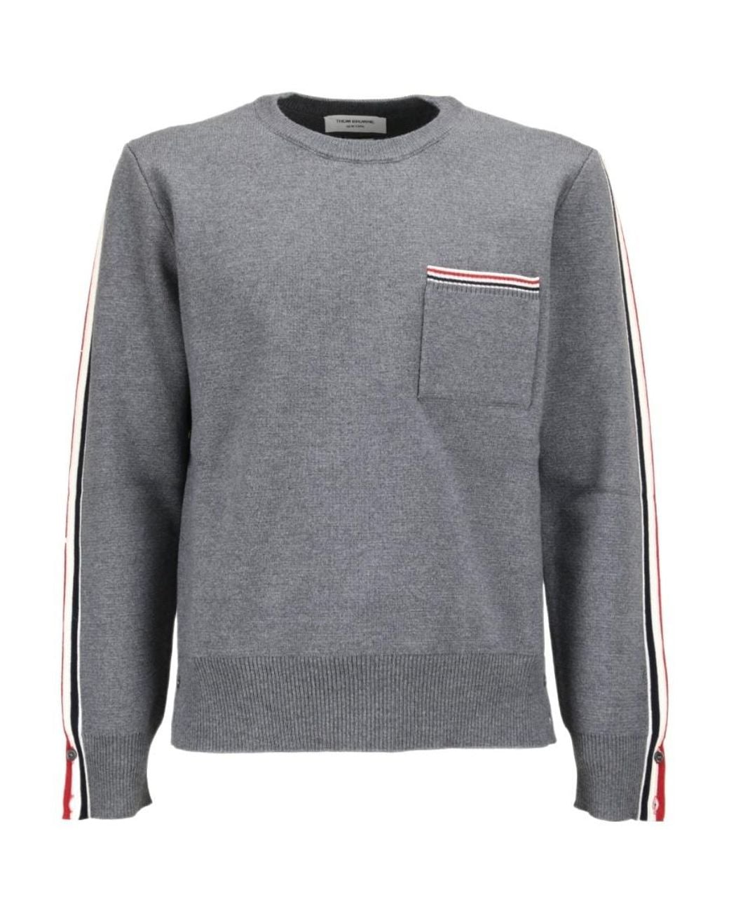 Thom Browne Gray Round-Neck Sweater for men