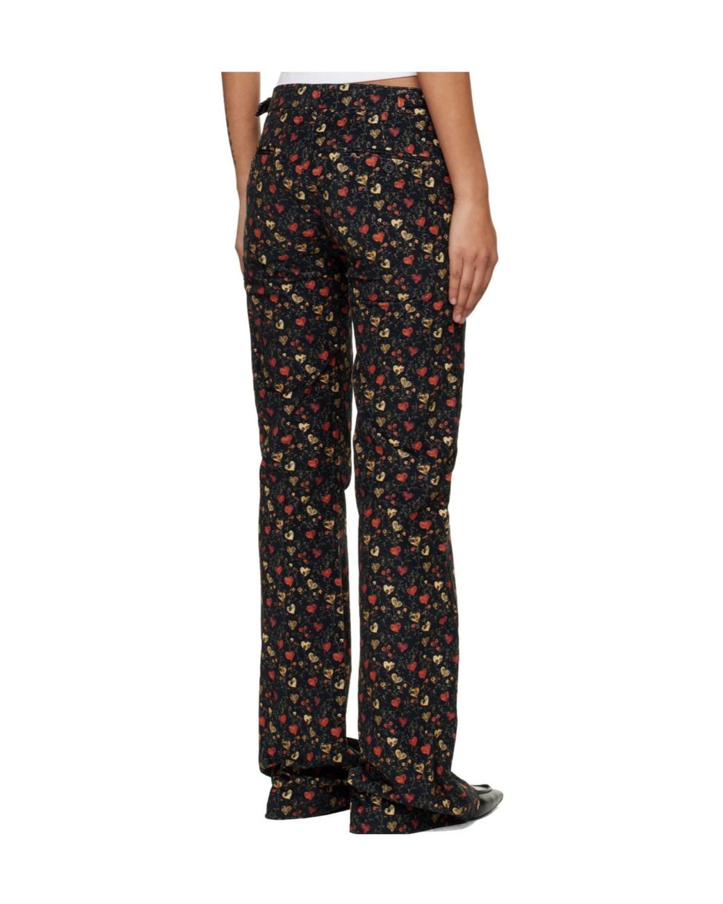 R13 Black Boy Flare Tuxedo Printed Denim Pants