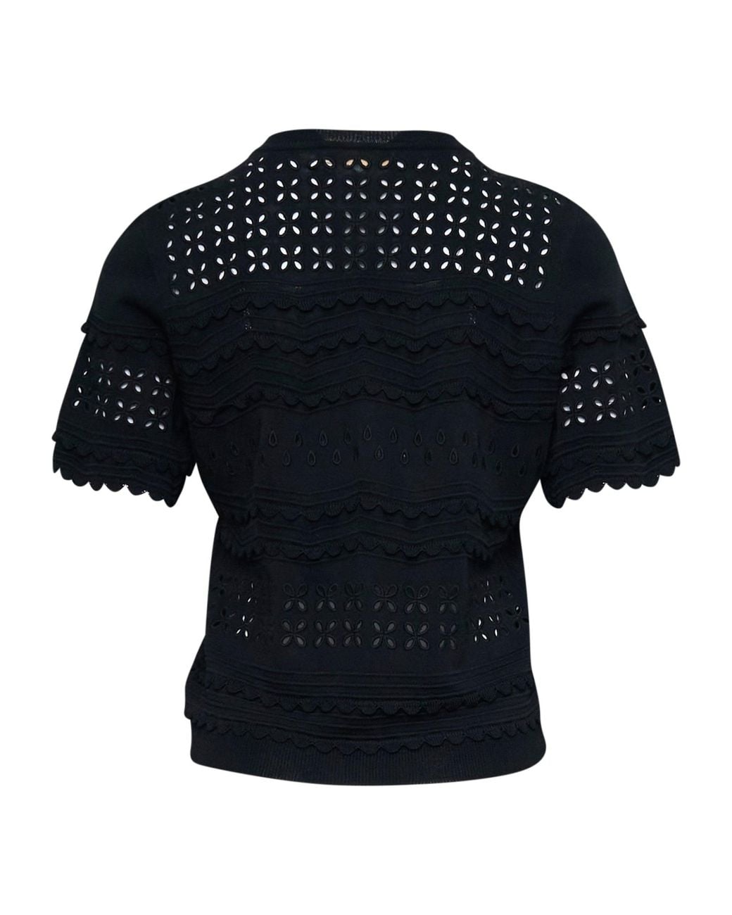 Ulla Johnson Black Abriana Eyelet Knit Cardigan