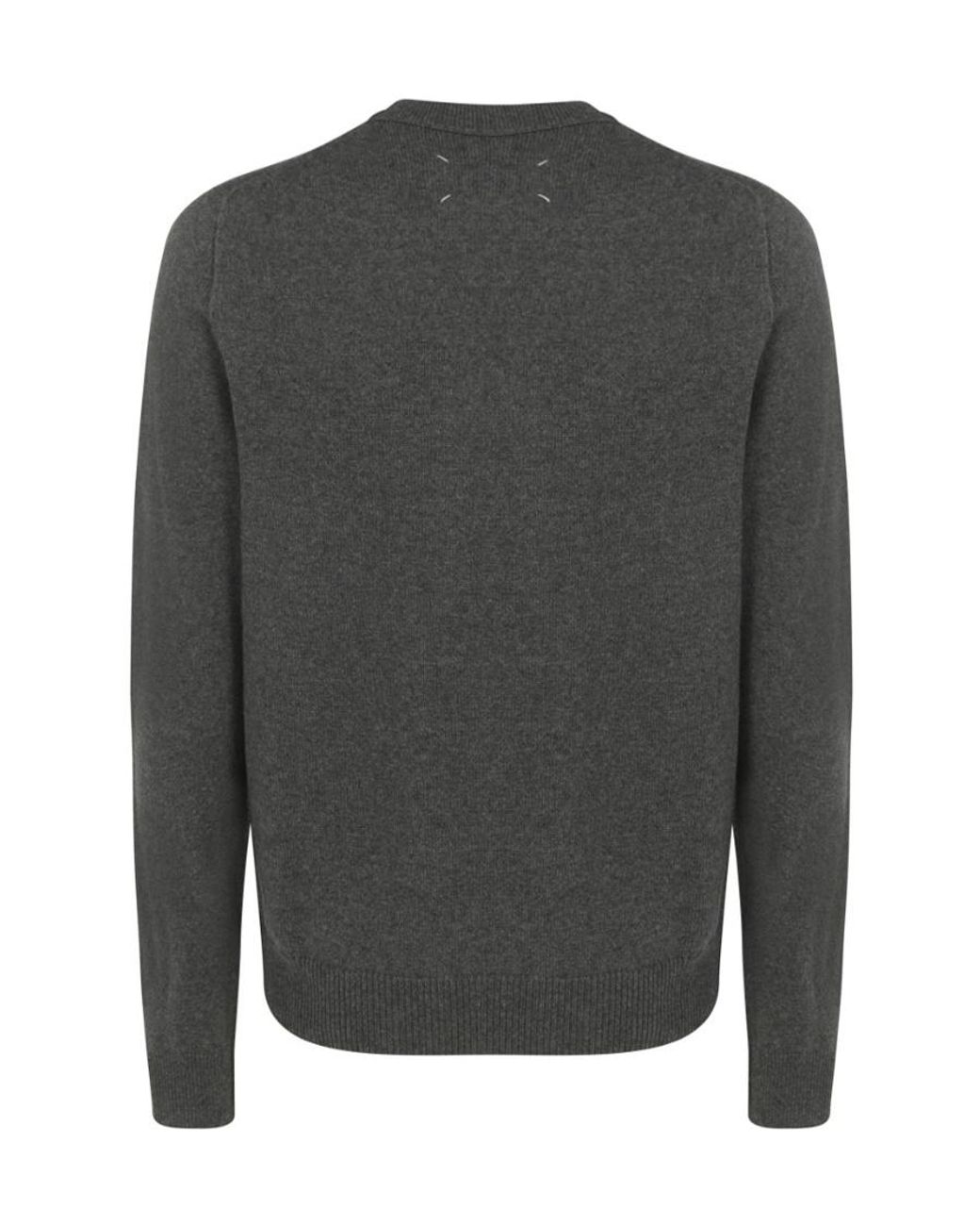 Maison Margiela Gray Signature Four-Stitch Crewneck Jumper for men