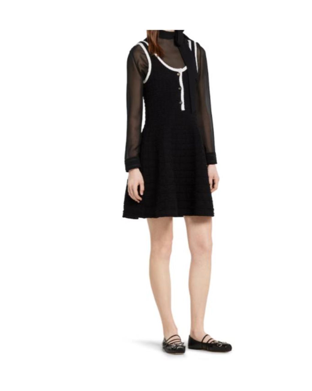 Gucci Black Tweed Wool Dress With Embroidery