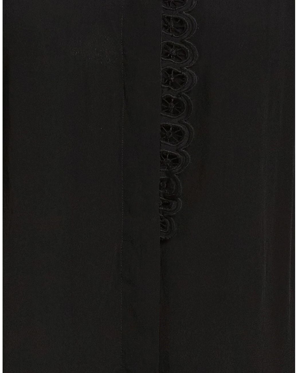 Isabel Marant Black Solid-Color Long-Sleeved Chiffon Shirt