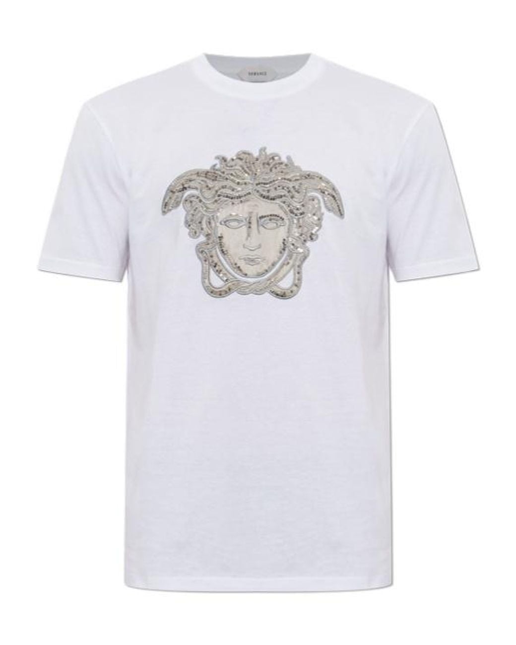 Versace White Crystal Medusa T-Shirt for men