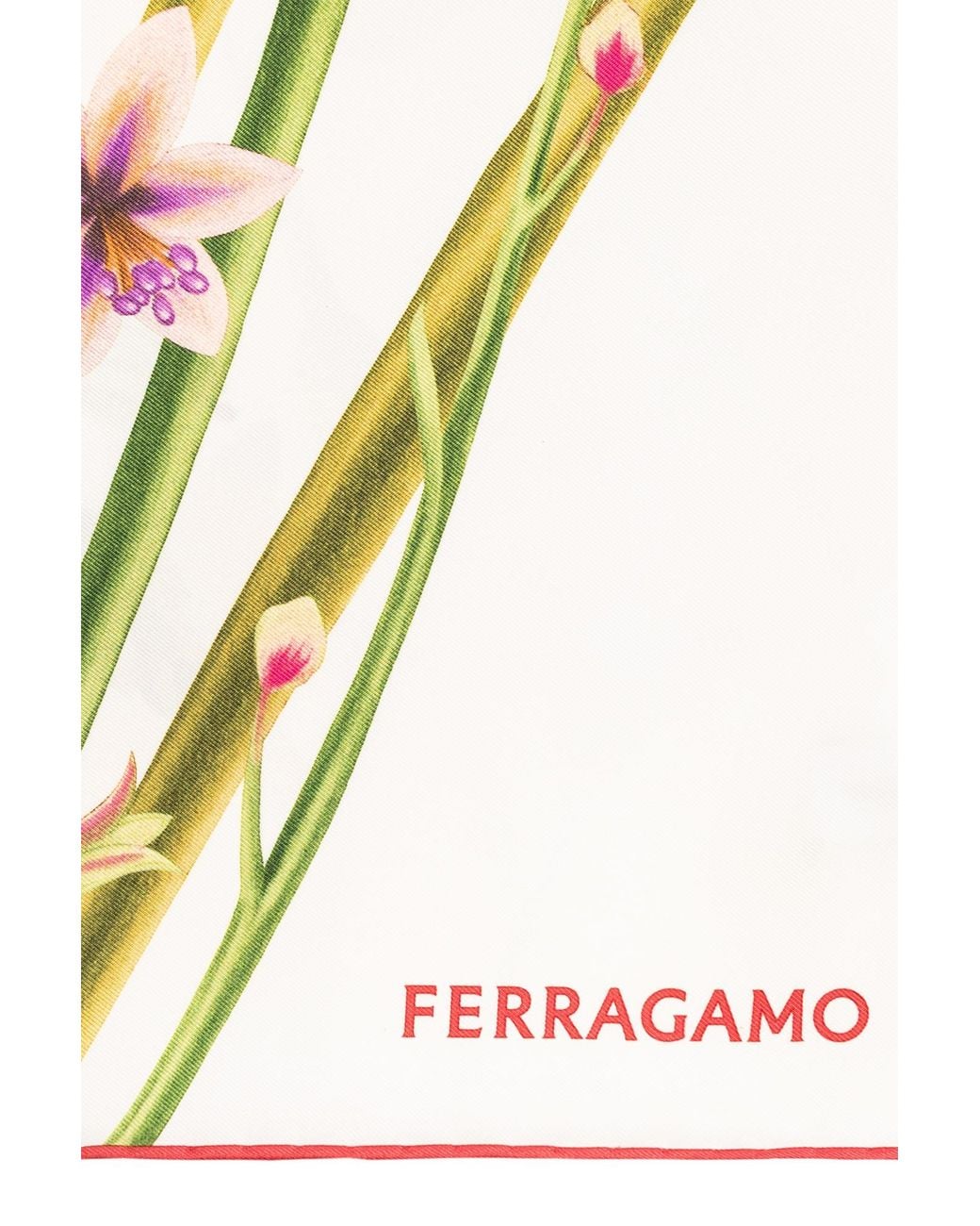 Ferragamo White Floral Logo Printed Scarf