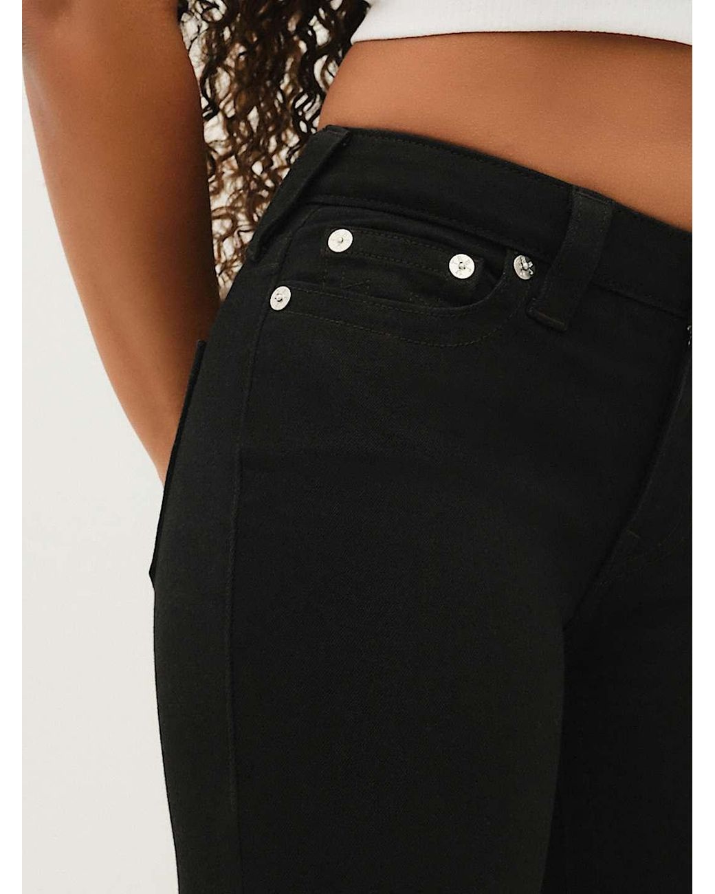 True Religion Black Billie Mid Rise Straight Jean