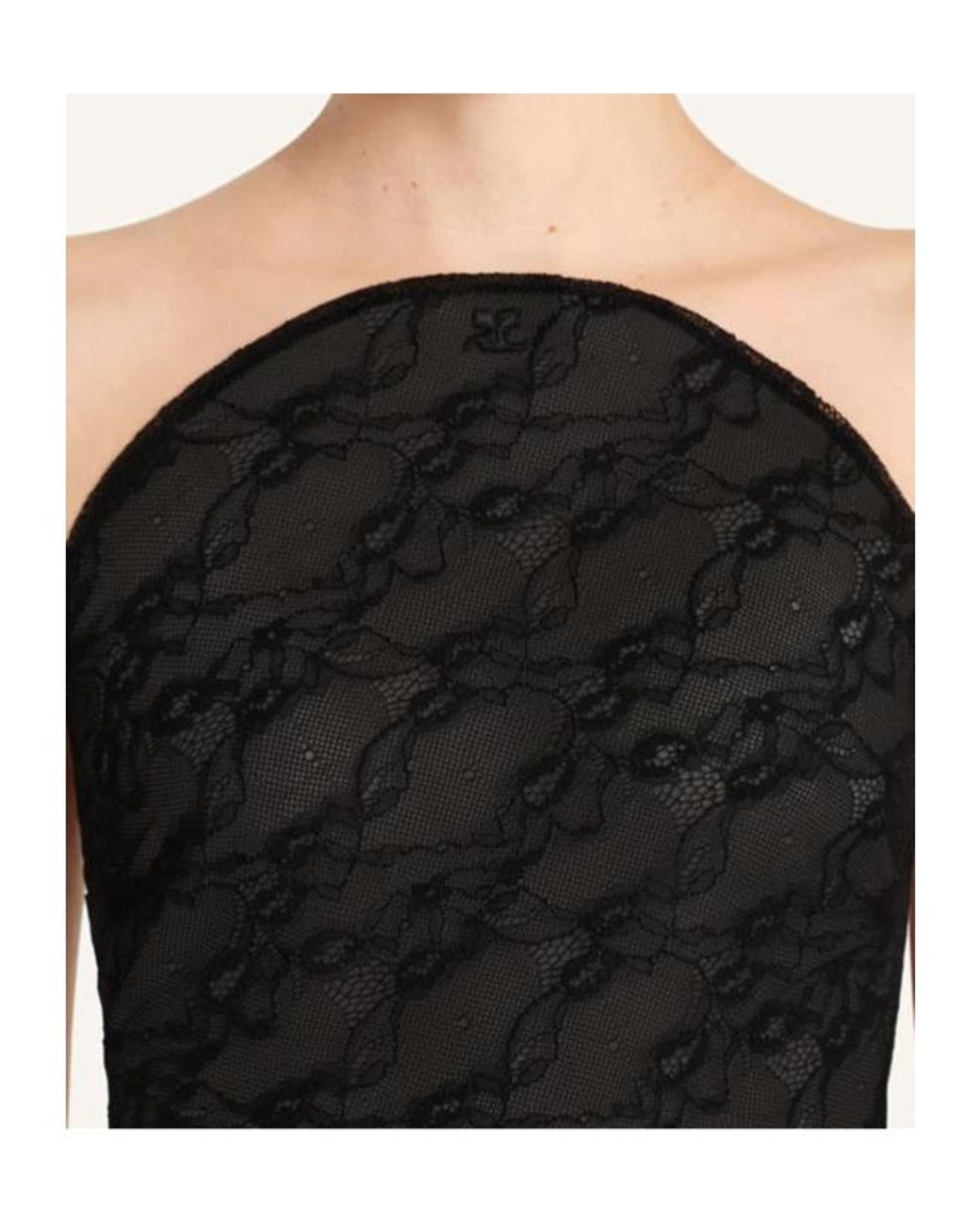 Courreges Black Mesh-Panel Bodysuit