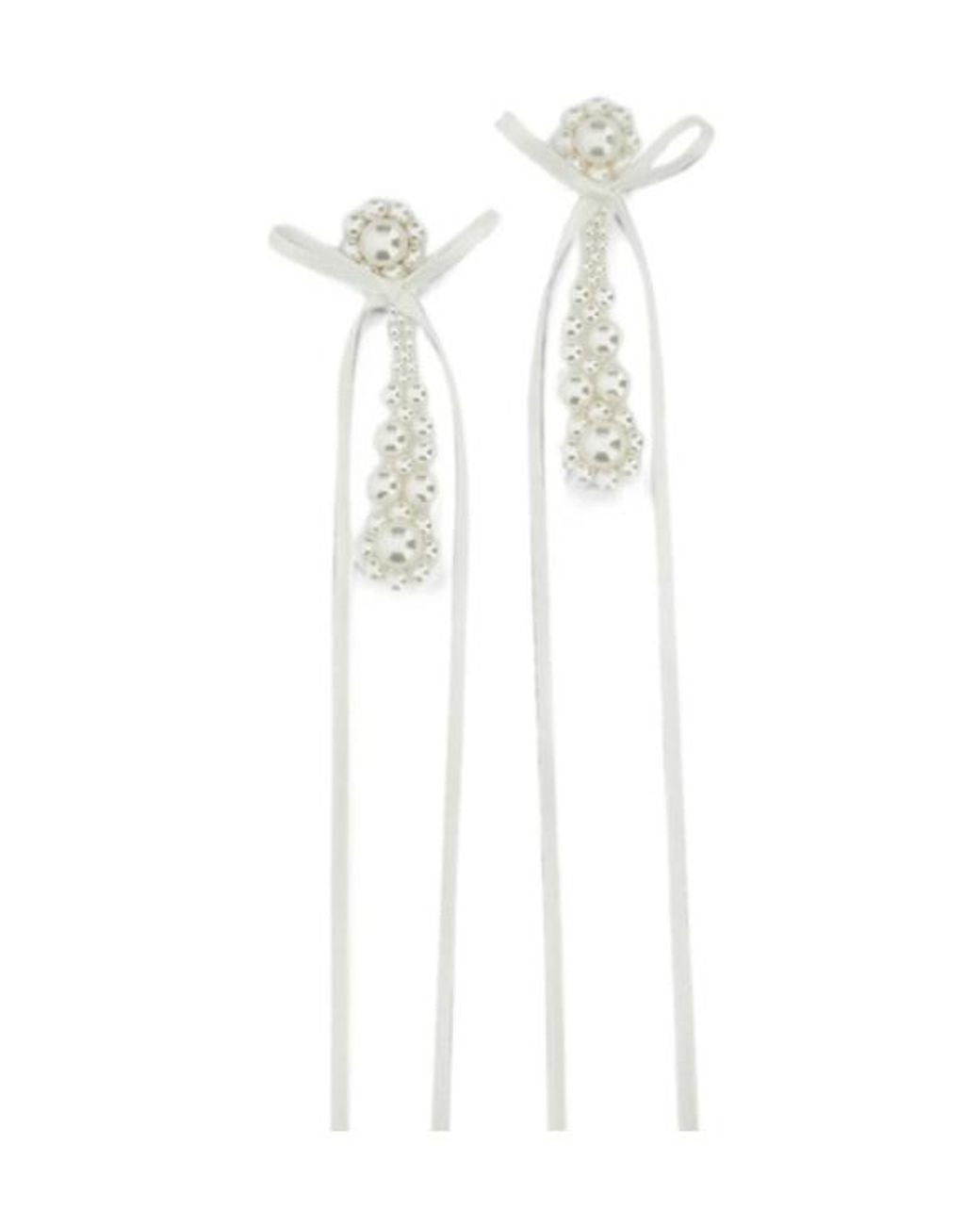 Simone Rocha White Victorian Bow-Detail Faux-Pearl Earrings