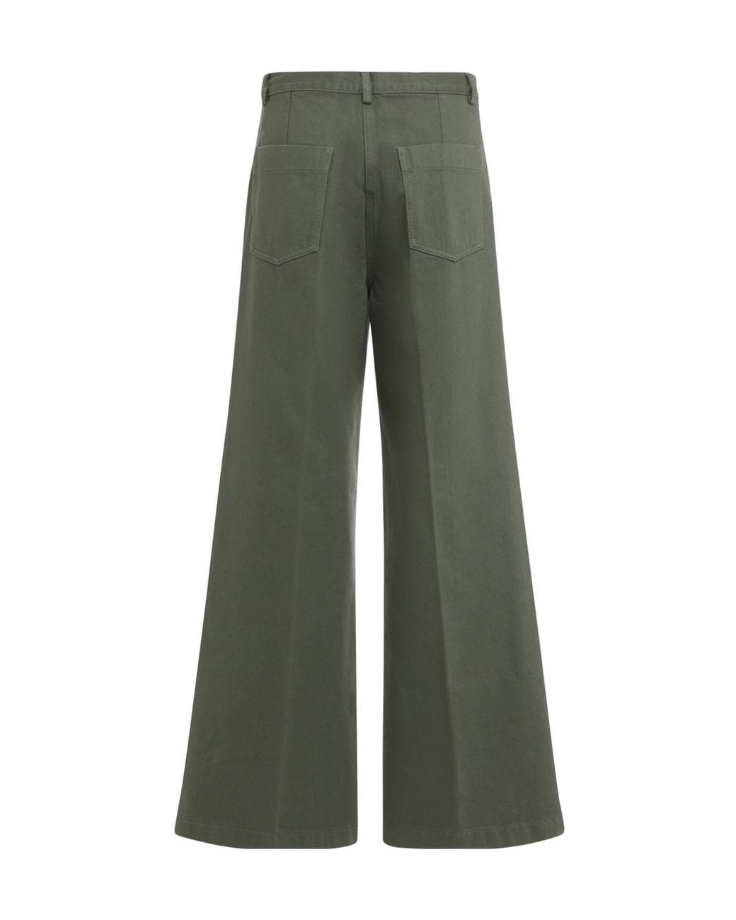 Aspesi Green High-Waist Wide-Leg Cotton Pants