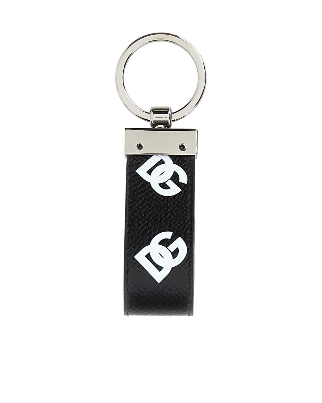 Dolce & Gabbana White All-Over Dg Printed Key Chain for men