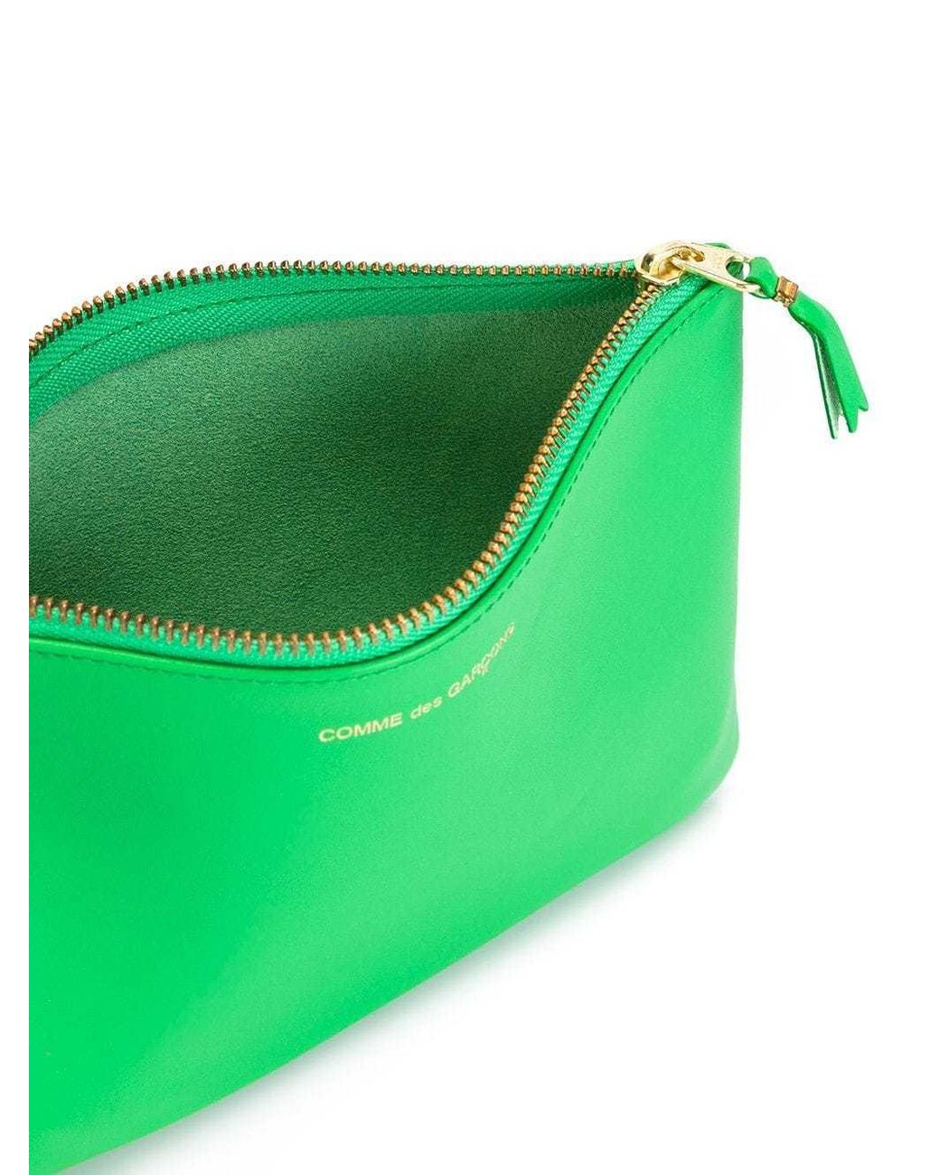 Comme des Garçons Green Zip-Up Leather Wallet for men