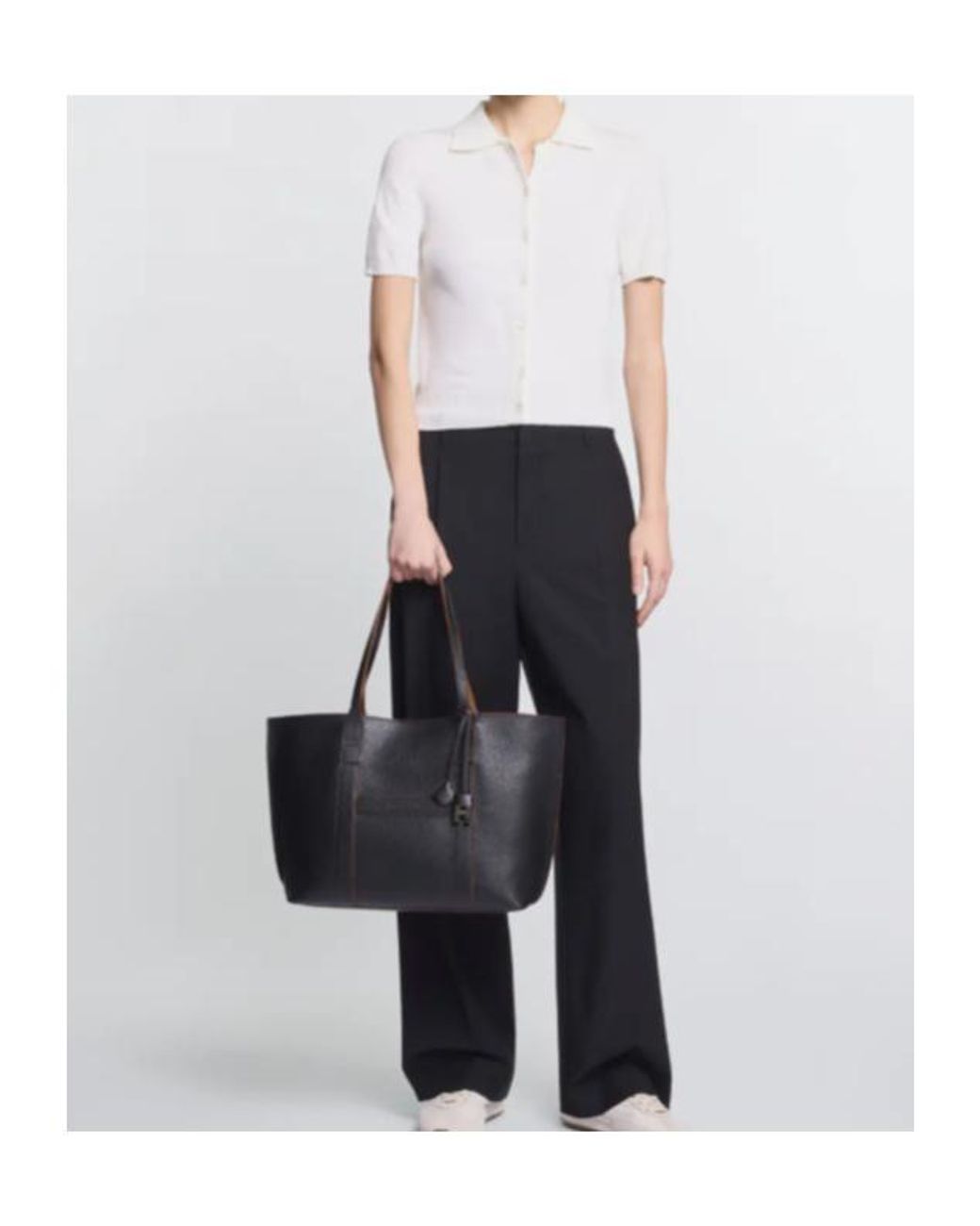 Hogan Black Hanging Accent Script Top Handle Bag